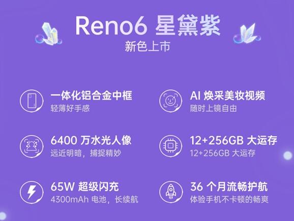 有哪里典當(dāng)手機(jī)嗎:張子楓代言！OPPO Reno6星黛紫上市：2799元